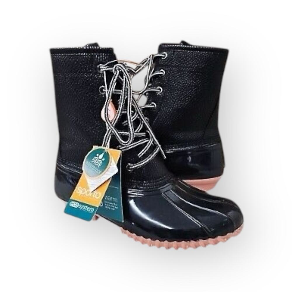 Sporto Women's Black Dakota Pebble Waterproof Women's Duck Boots | Size 8M
